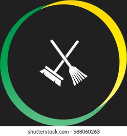 Broom and mop vector  icon