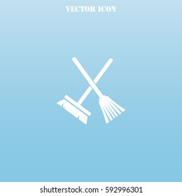 Broom and mop vector  icon.