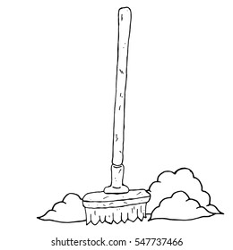 Broom, a mop. Vector illustration of an icon, a mop logo, a broom. Hand drawn broom, a mop for cleaning.