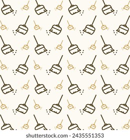 Broom multicolor trendy golden repeating pattern vector illustration background