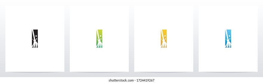 Broom On Letter Logo Design I