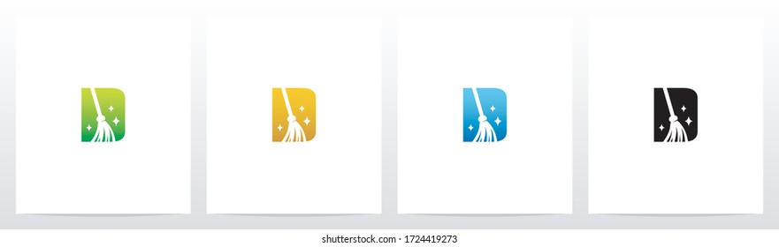 Broom On Letter Logo Design D
