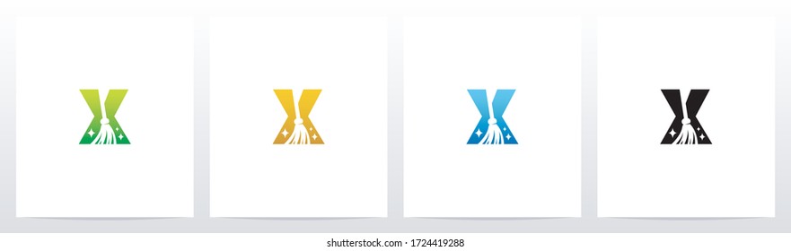 Broom On Letter Logo Design X