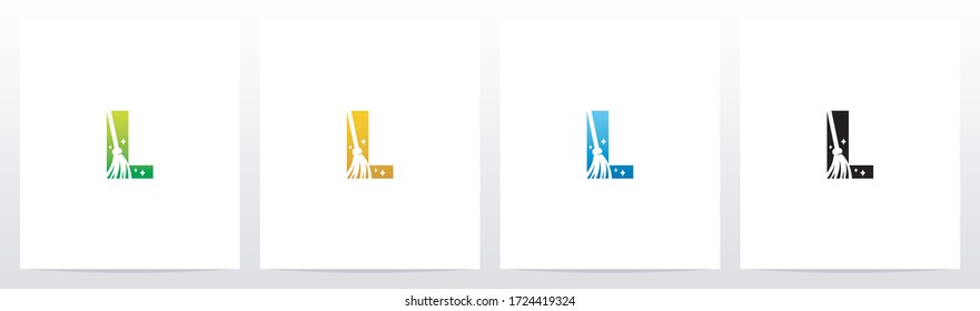 Broom On Letter Logo Design L