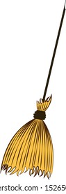Broom on white background. Vector illustration. 