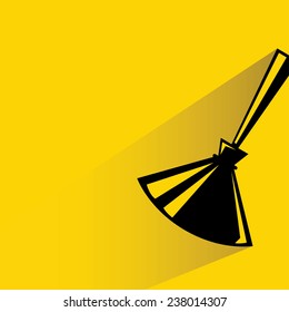 broom on yellow background, flat and shadow theme