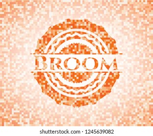 Broom orange mosaic emblem with background
