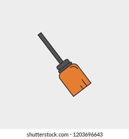 Broom outline colored icon