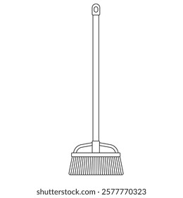 Broom Outline Icon Illustration on White Background