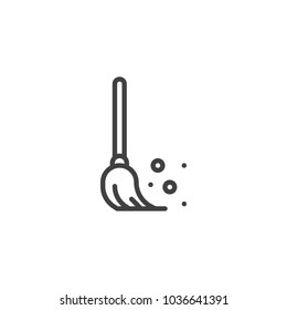 Broom outline icon. linear style sign for mobile concept and web design. Sweeping broom simple line vector icon. Symbol, logo illustration. Pixel perfect vector graphics