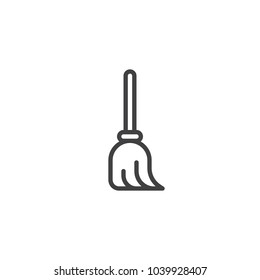 Broom outline icon. linear style sign for mobile concept and web design. Mop simple line vector icon. Symbol, logo illustration. Pixel perfect vector graphics