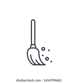 Broom outline icon. linear style sign for mobile concept and web design. Sweeping broom simple line vector icon. Symbol, logo illustration. Pixel perfect vector graphics