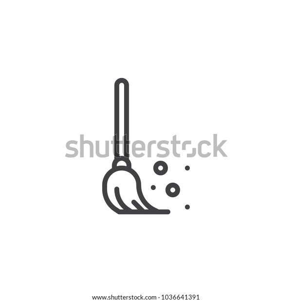 Broom outline icon. linear\
style sign for mobile concept and web design. Sweeping broom simple\
line vector icon. Symbol, logo illustration. Pixel perfect vector\
graphics