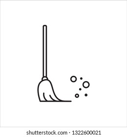 Broom outline icon vector