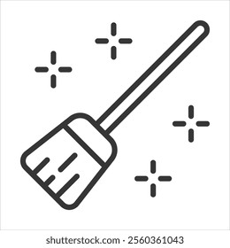 Broom Outline Icon Vector Illustration