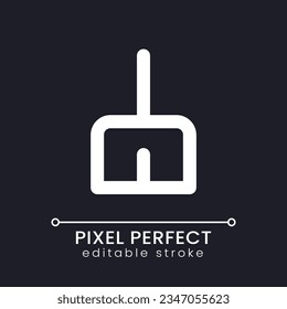 Broom pixel perfect white linear ui icon for dark theme. Erase messages history. Digital tool. Vector line pictogram. Isolated user interface symbol for night mode. Editable stroke. Poppins font used