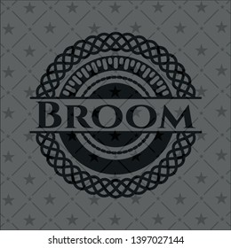 Broom realistic black emblem. Vector Illustration. Detailed.