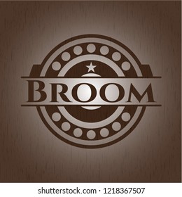Broom realistic wooden emblem