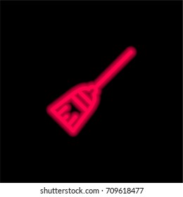 Broom red glowing neon ui ux icon. Glowing sign logo vector
