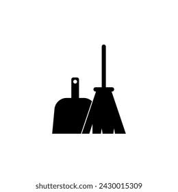 Broom and Scoop flat vector icon. Simple solid symbol isolated on white background