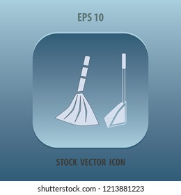 Broom and scoop, vector icon