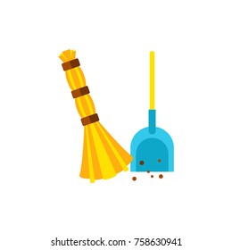 Broom scooping garbage icon