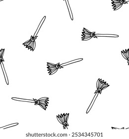 Broom seamless pattern doodle vector on white background