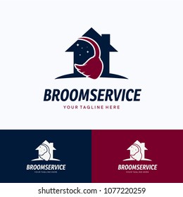 Broom Service Logo Template Design. Creative Vector Emblem, for Icon or Design Concept.