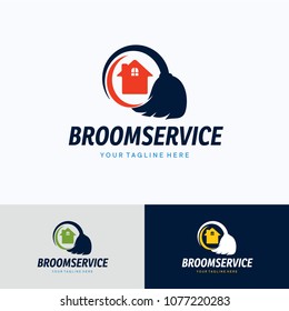 Broom Service Logo Template Design. Creative Vector Emblem, for Icon or Design Concept.