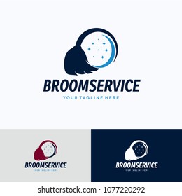Broom Service Logo Template Design. Creative Vector Emblem, for Icon or Design Concept.