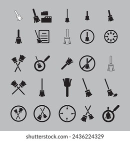 Diseño de iconos de conjunto de escobas vector gráfico de plantilla, signo y símbolo