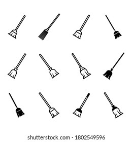 Broom set icon sign and symbols