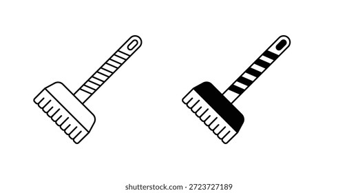 Ícone de conjunto de vassouras com ilustração de estoque de vetor de fundo branco