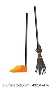 broom and shovel vector