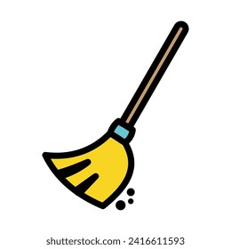 Broom sign vector emoticon isolated on white background. Broom flat illustration icon