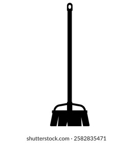 Broom Silhouette. Black and White Icon Design Elements on Isolated White Background