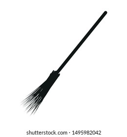 broom silhouette on a white background, vector illustration