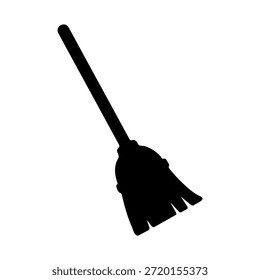 Diseño de ilustración plana de Vector de silueta de escoba.