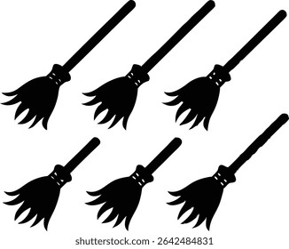 Broom Silhouette Vector, Halloween Broom Silhouette Vector Illustration 