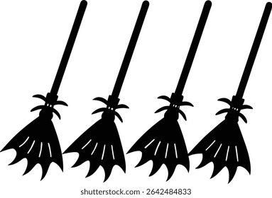Broom Silhouette Vector, Halloween Broom Silhouette Vector Illustration 