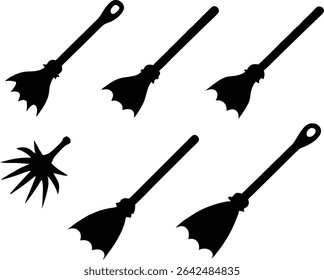 Broom Silhouette Vector, Halloween Broom Silhouette Vector Illustration 