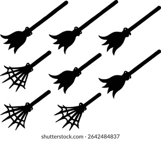 Broom Silhouette Vector, Halloween Broom Silhouette Vector Illustration 