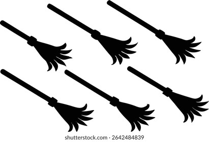 Broom Silhouette Vector, Halloween Broom Silhouette Vector Illustration 