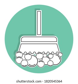 Broom with soap bubbles. Cleaning products icon - Vector