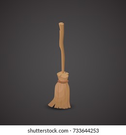 Broom stick icon isolated on neutral background. Vector art.