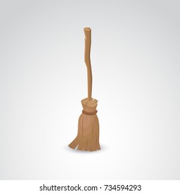 Broom stick icon isolated on neutral background. Vector art.