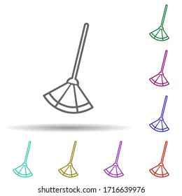 Broom stick multi color icon. Simple thin line, outline vector of cleaning icons for ui and ux, website or mobile application