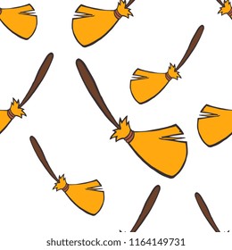 Broom stick vector seamless pattern 