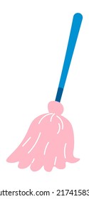 Broom for sweeping dust and dirt from furniture surface, professional appliances for cleaning and tidying up. Handle of brush, device for cleanliness at the home apartment. Vector in flat style
