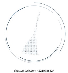 The broom symbol filled with dark blue dots. Pointillism style. Vector illustration on white background